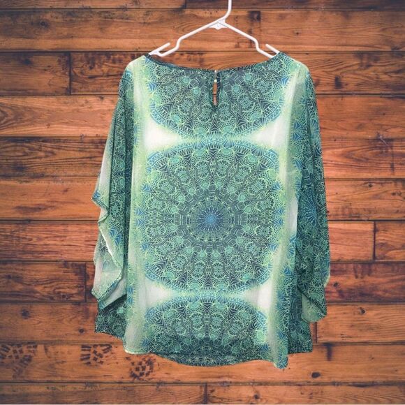 Sara Michelle Boho Paisley Blouse 2X - Picture 2 of 5